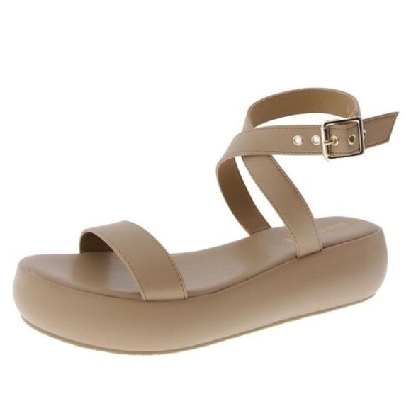NEW Sun Stone Simonee Ankle-Strap Platform S Tapioca 10M Beige Sandals Women's - Picture 1 of 10